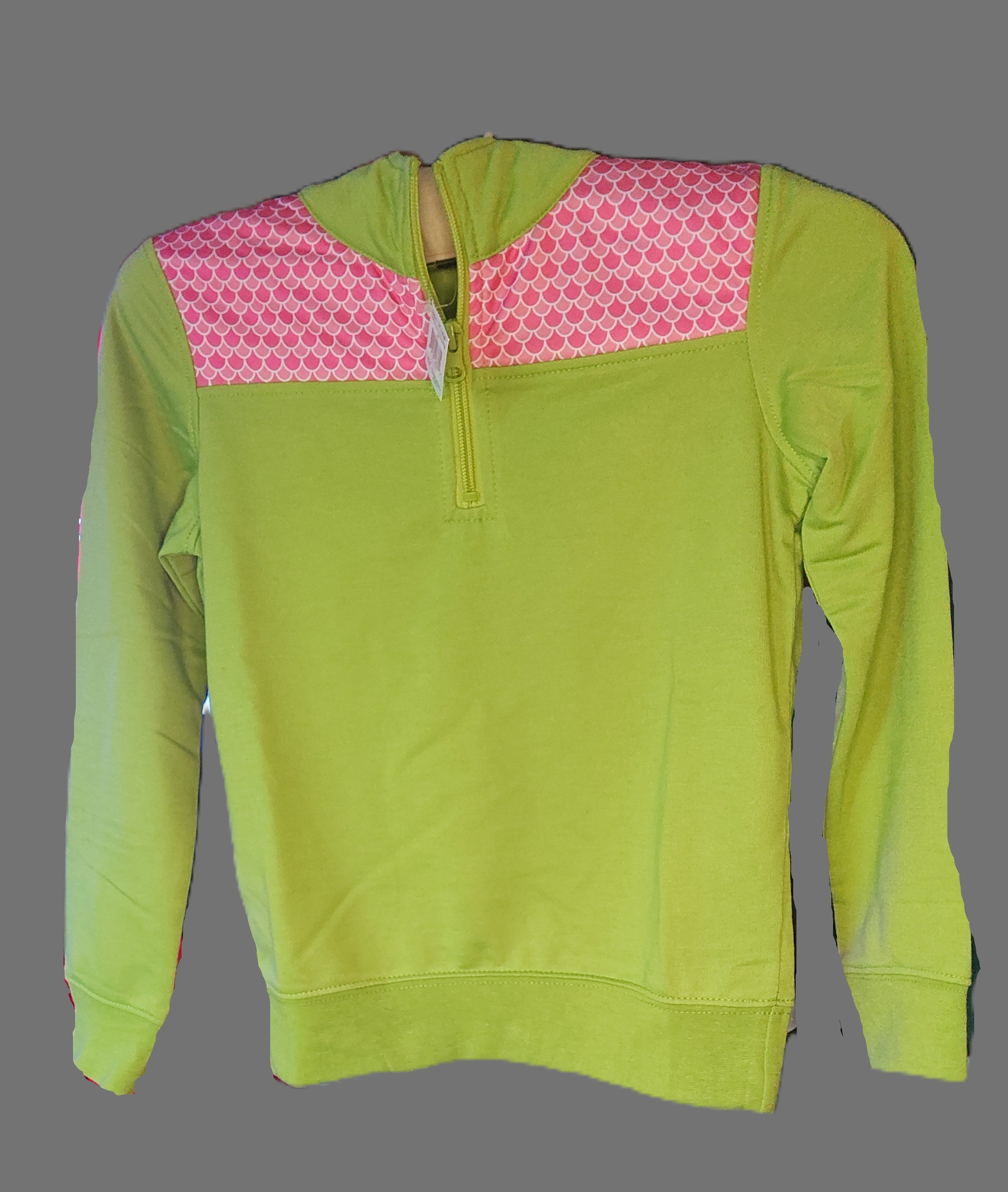 Child's Anna Lane Green with Pink Border Sweatshirt - size S