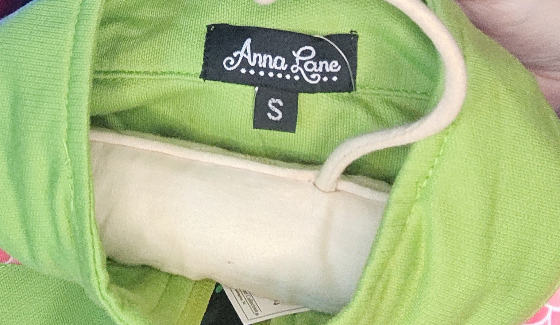 Child's Anna Lane Green with Pink Border Sweatshirt - size S