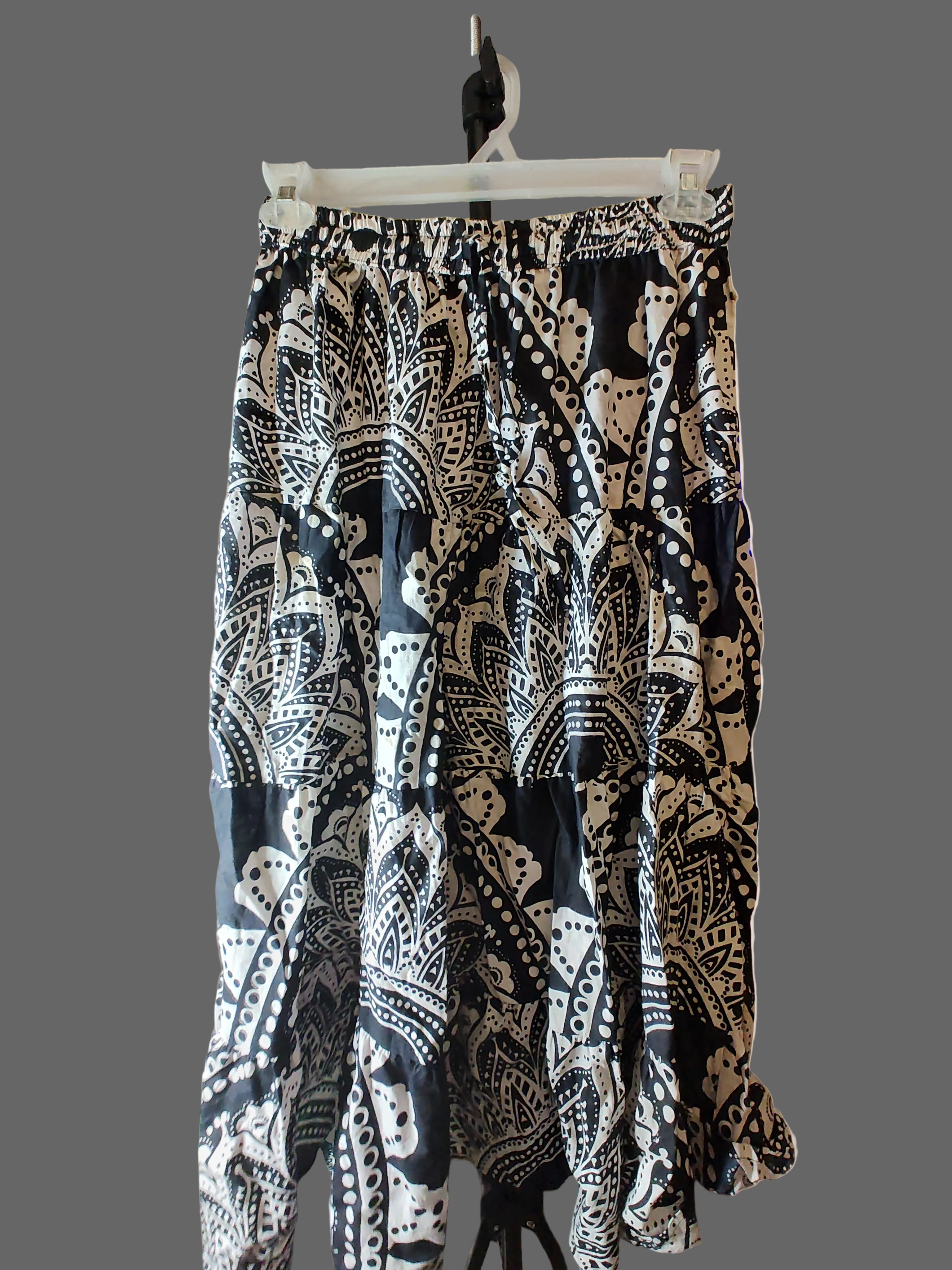 Ashley Taylor Black & White Tiered Maxi Skirt - size 1X