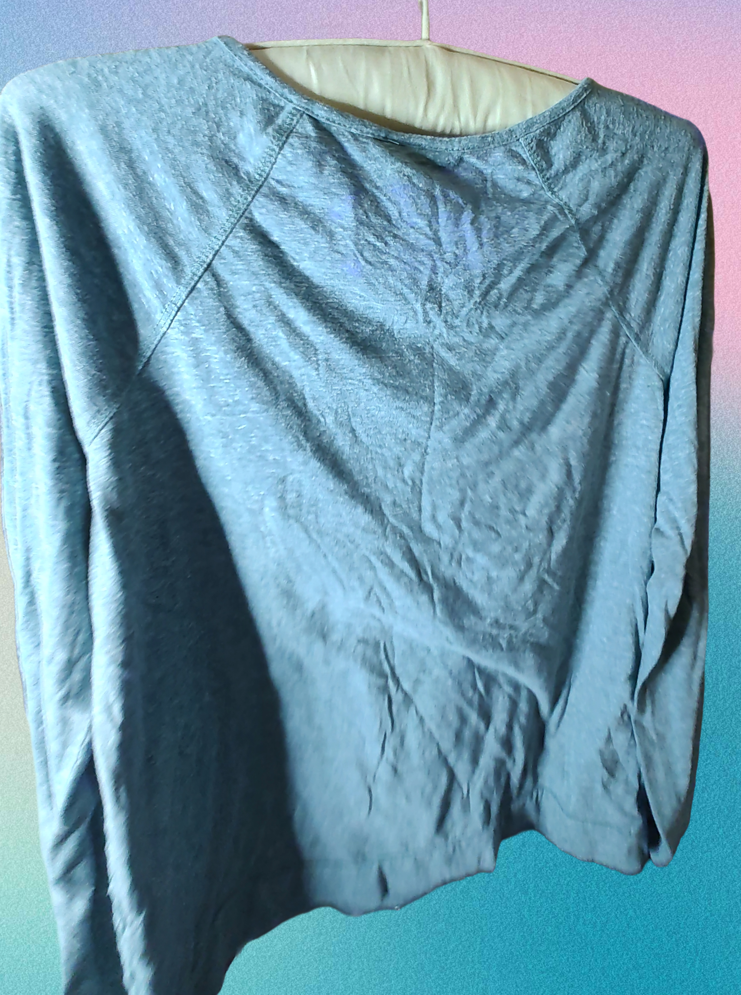 Faded Glory Green Lace Front Long Sleeve Shirt - size L (12/14)