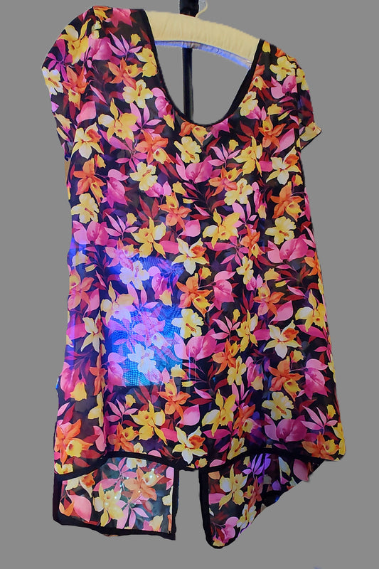 Ashley Stewart Colorful Floral Sheer Cardigan - size 14/16