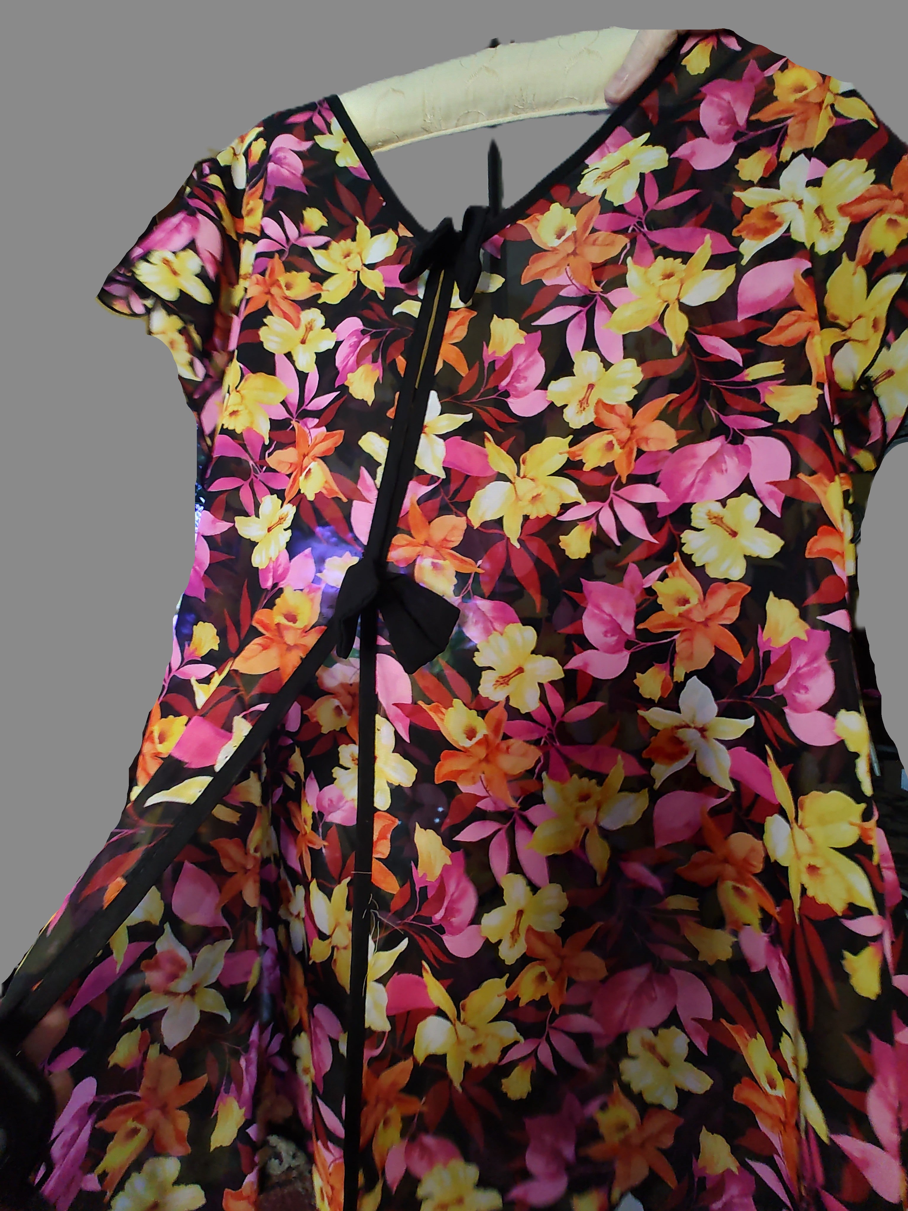 Ashley Stewart Colorful Floral Sheer Cardigan - size 14/16