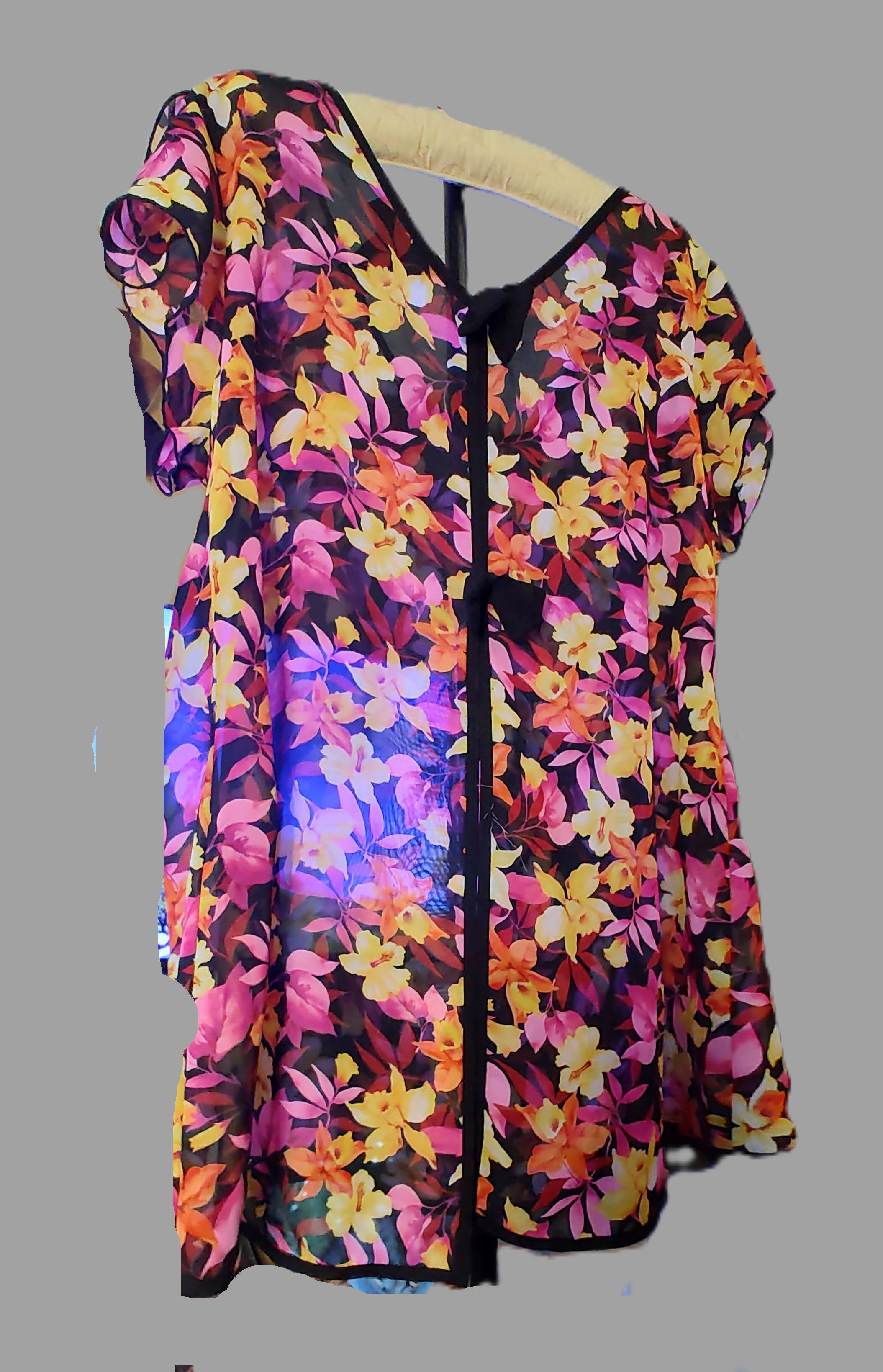 Ashley Stewart Colorful Floral Sheer Cardigan - size 14/16