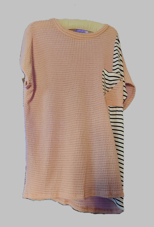 Spice Rose Stretchy Pink Blouse with Pocket - size L