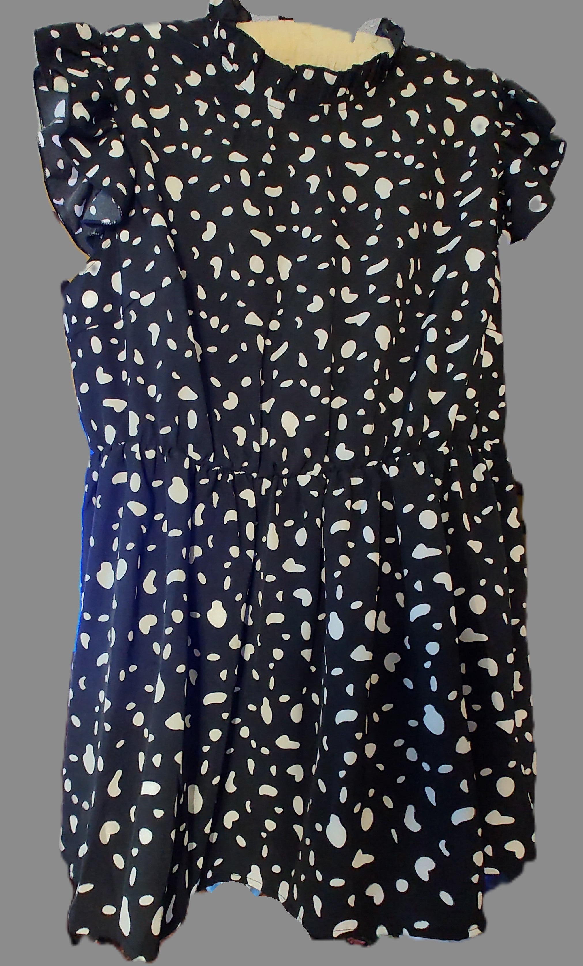 Shein Polka Dot Black Frilly Blouse - size 1XL