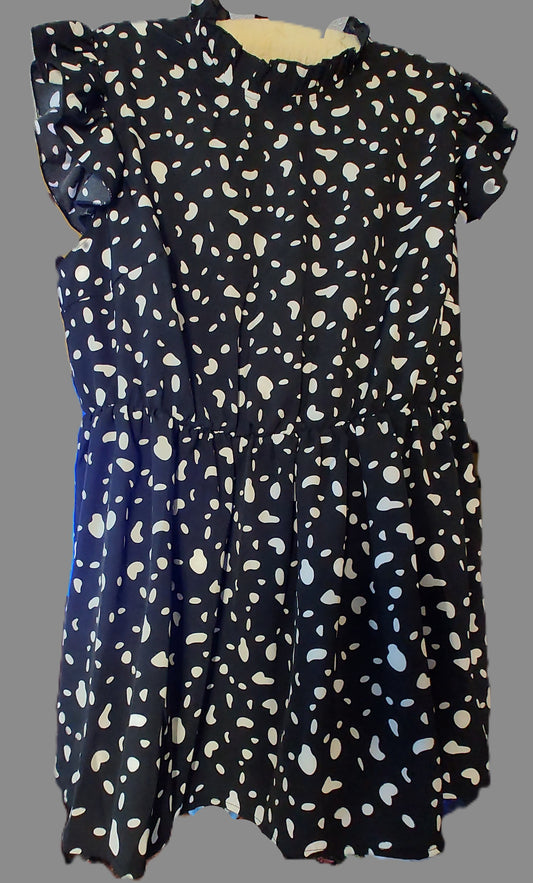Shein Polka Dot Black Frilly Blouse - size 1XL