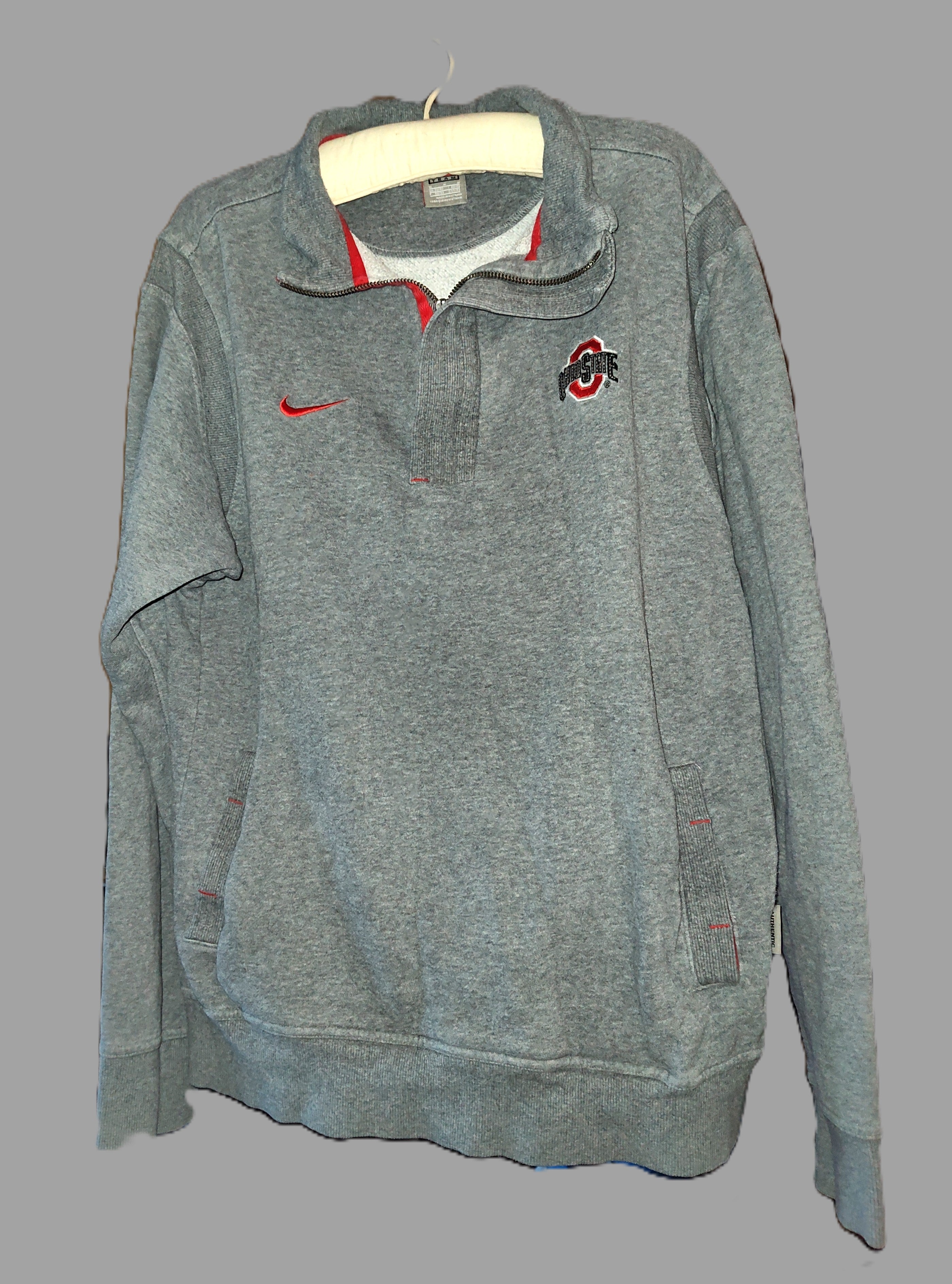 Men's Ohio State Nike Team Quarter Zip Sweatshirt with Pockets - size Medium