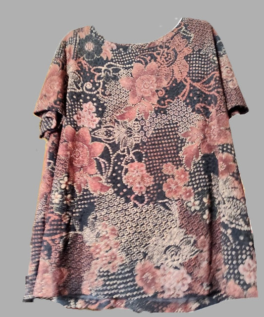 White Stag Brown & Black Short Sleeve Blouse - size 18W