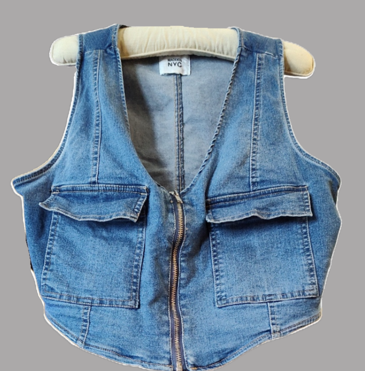 Madden NYC Denim Vest with Zipper