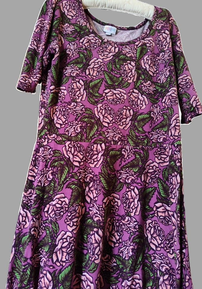 LulaRoe Purple Floral Pattern Midi Dress - size XL
