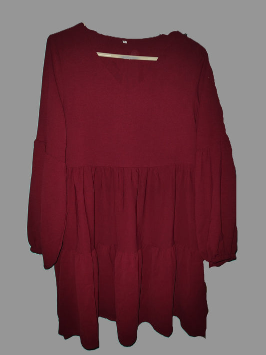 Maroon Long Sleeve Mini Dress - size S
