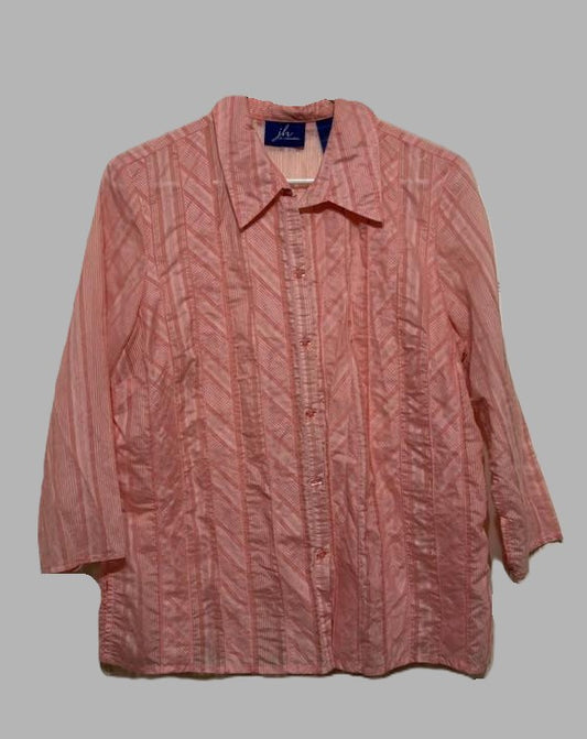 JH Collectible Linen Button-up 3/4 Sleeve Pink Blouse