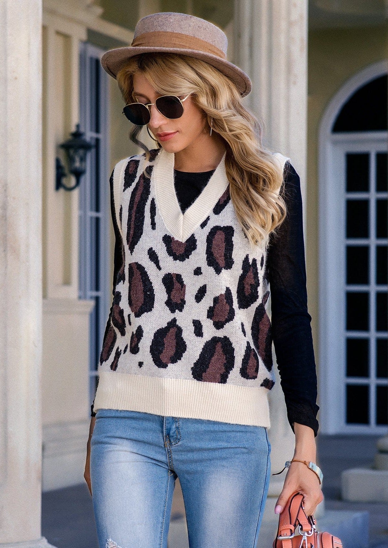 Leopard Print Sweater Vest