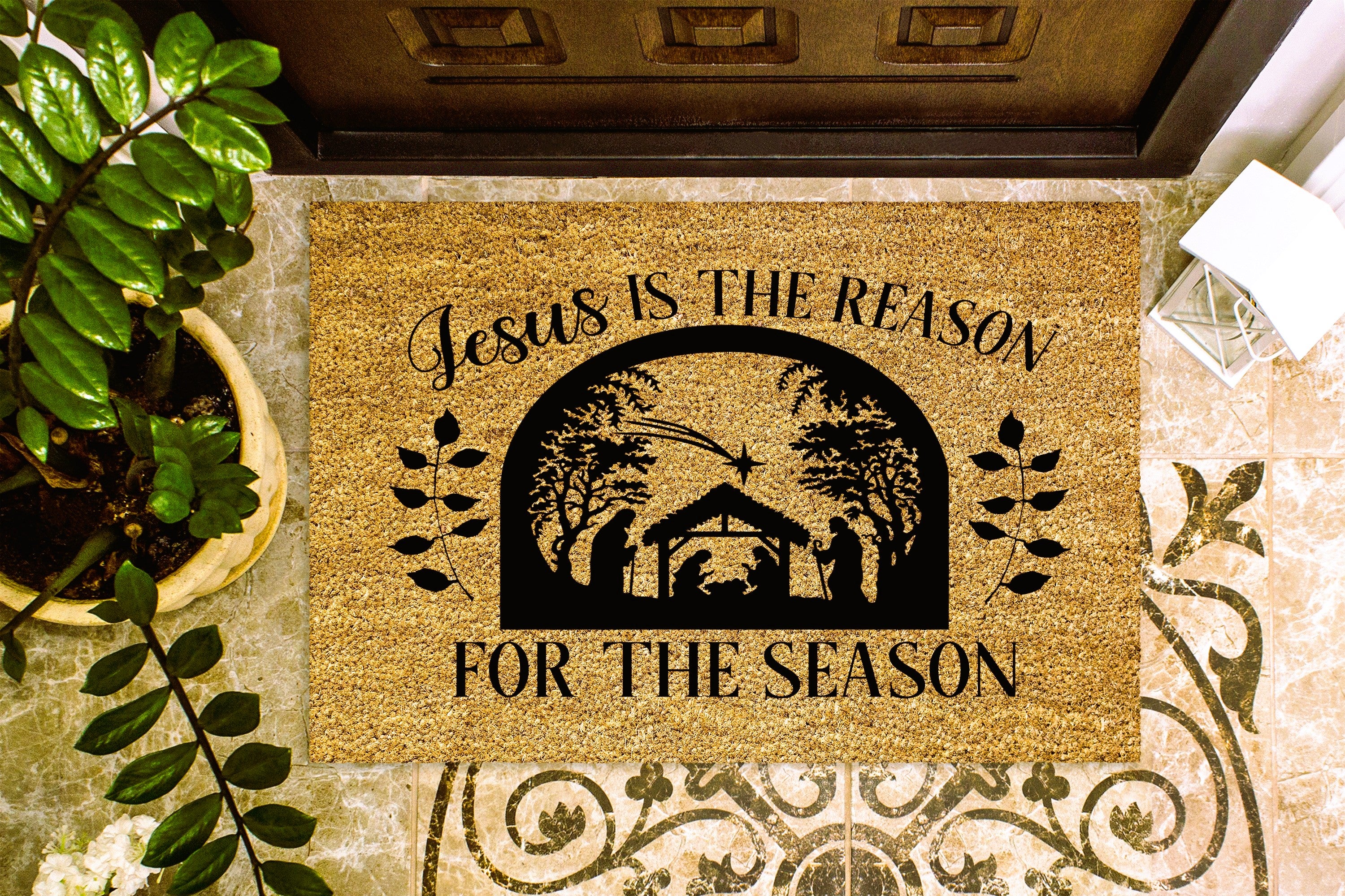 Jesus is the Reason for the Season Christmas Outdoor Bristle Doormat