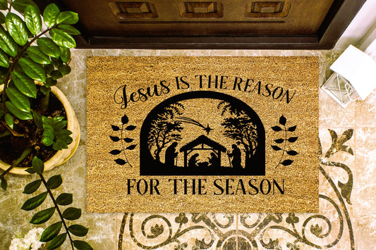 Jesus is the Reason for the Season Christmas Outdoor Bristle Doormat