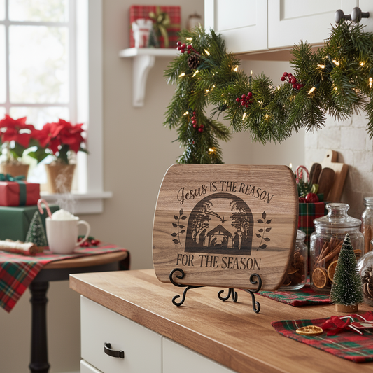 Jesus is the Reason for the Season Christmas Hardwood Cutting Board