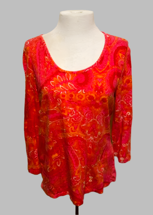 Camisa naranja Jones New York de manga 3/4 para mujer (talla L)