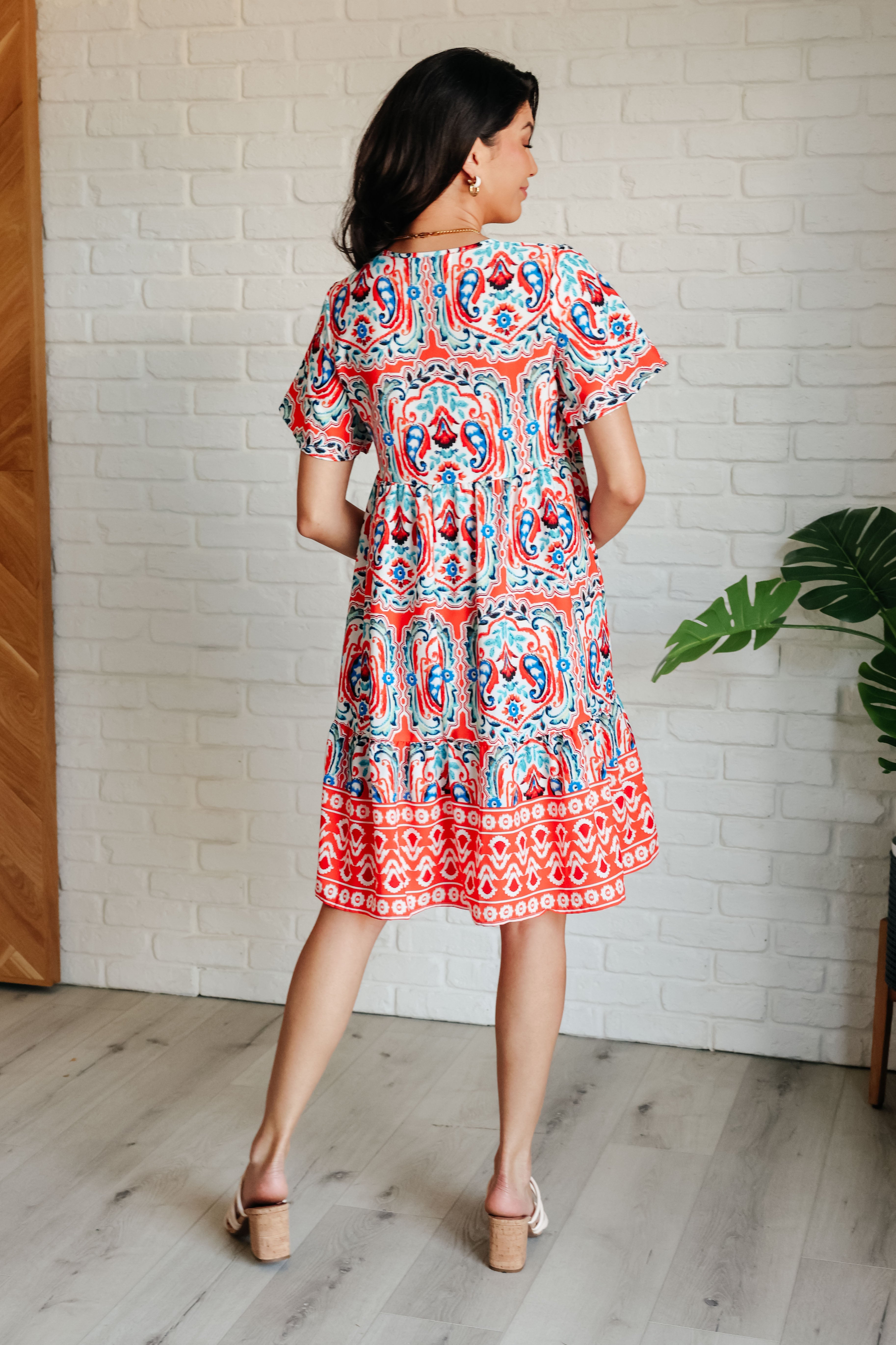 Women's Journey On Mixed Print Knee Length Dress