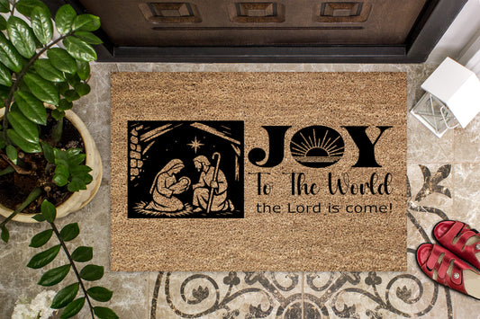 Joy to the World Christmas Outdoor Bristle Doormat