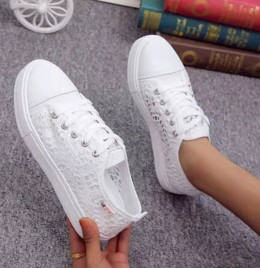 Women's Elevated Casual Canvas Shoes with Breathable Mesh