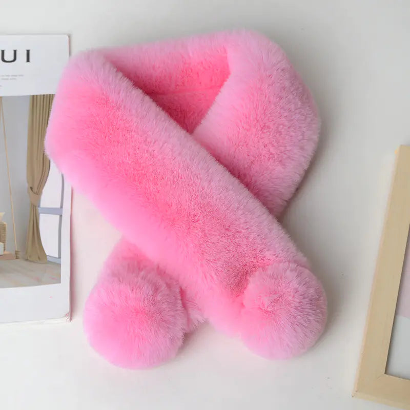 Faux Rabbit Fur Plush Scarf for Women - Winter Warmth