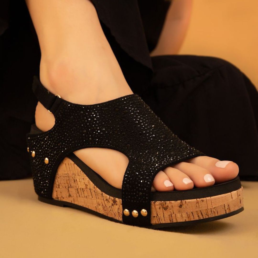 Women's Barbara Rhinestone Covered Wedge Sandals