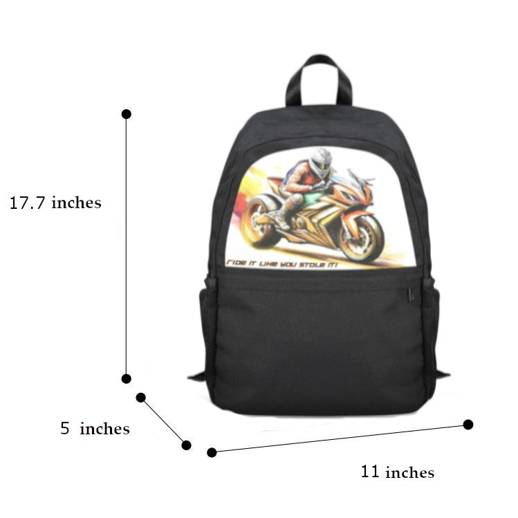 Racing Motorcycle Casual Backpack | Upper Part Printing