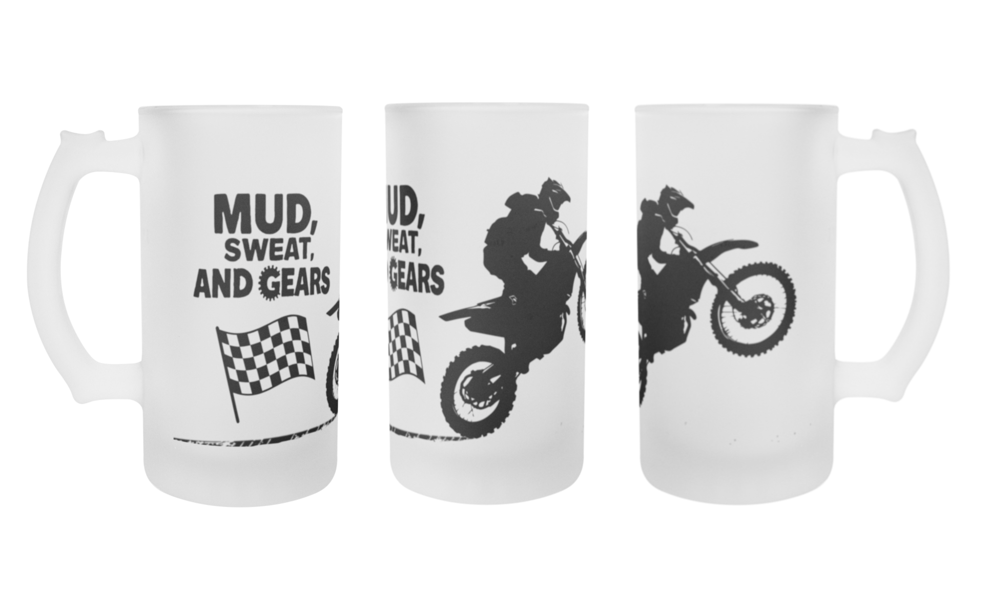 Mud Sweat & Gears Motorcycle Design 16 oz Frosted Mug