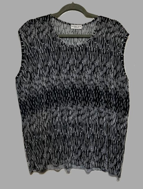 Ninety Woman Black & White Streaks Sleeveless Blouse