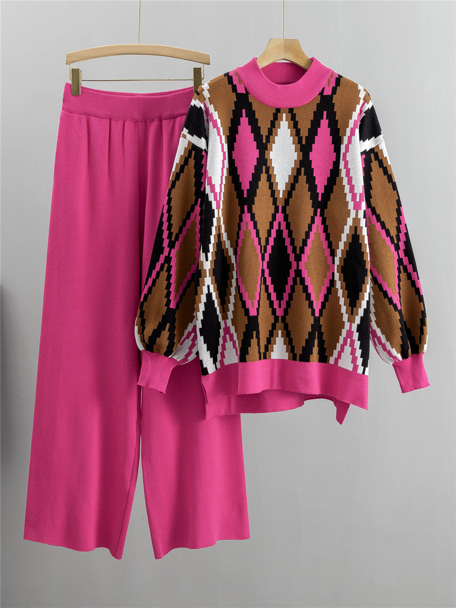 Mariana Knit Set with Plus Size Wide Leg Pants (2 Pieces)