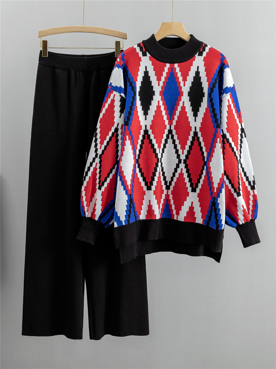 Mariana Knit Set with Plus Size Wide Leg Pants (2 Pieces)