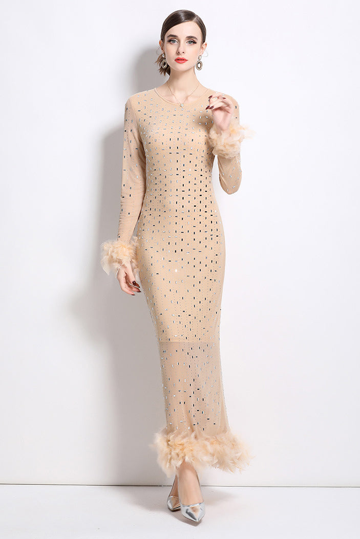 Women's Beige Fashion Maxi Party Dress