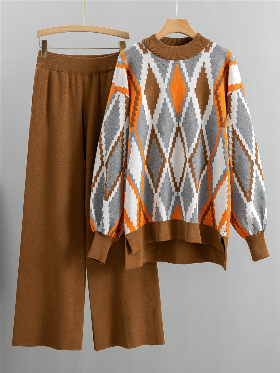 Mariana Knit Set with Plus Size Wide Leg Pants (2 Pieces)