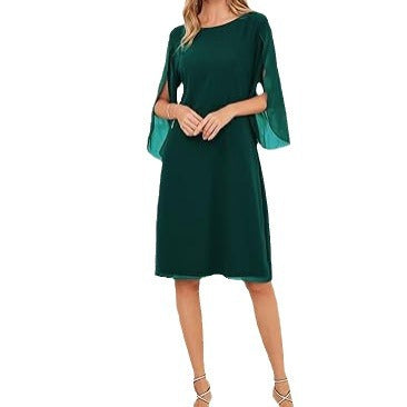 Irregular Sleeves Solid Color Chiffon Women Dress