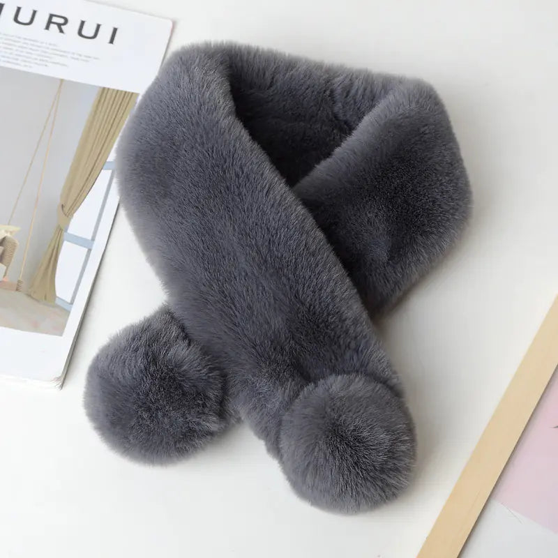 Faux Rabbit Fur Plush Scarf for Women - Winter Warmth