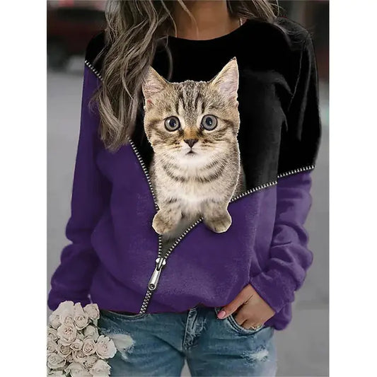 Kawaii 3D Printed Cute Animal Sweatshirt for Women