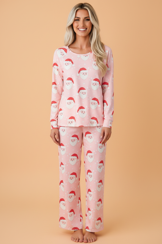 Christmas Santa Raglan Top & Pants Pajama Set