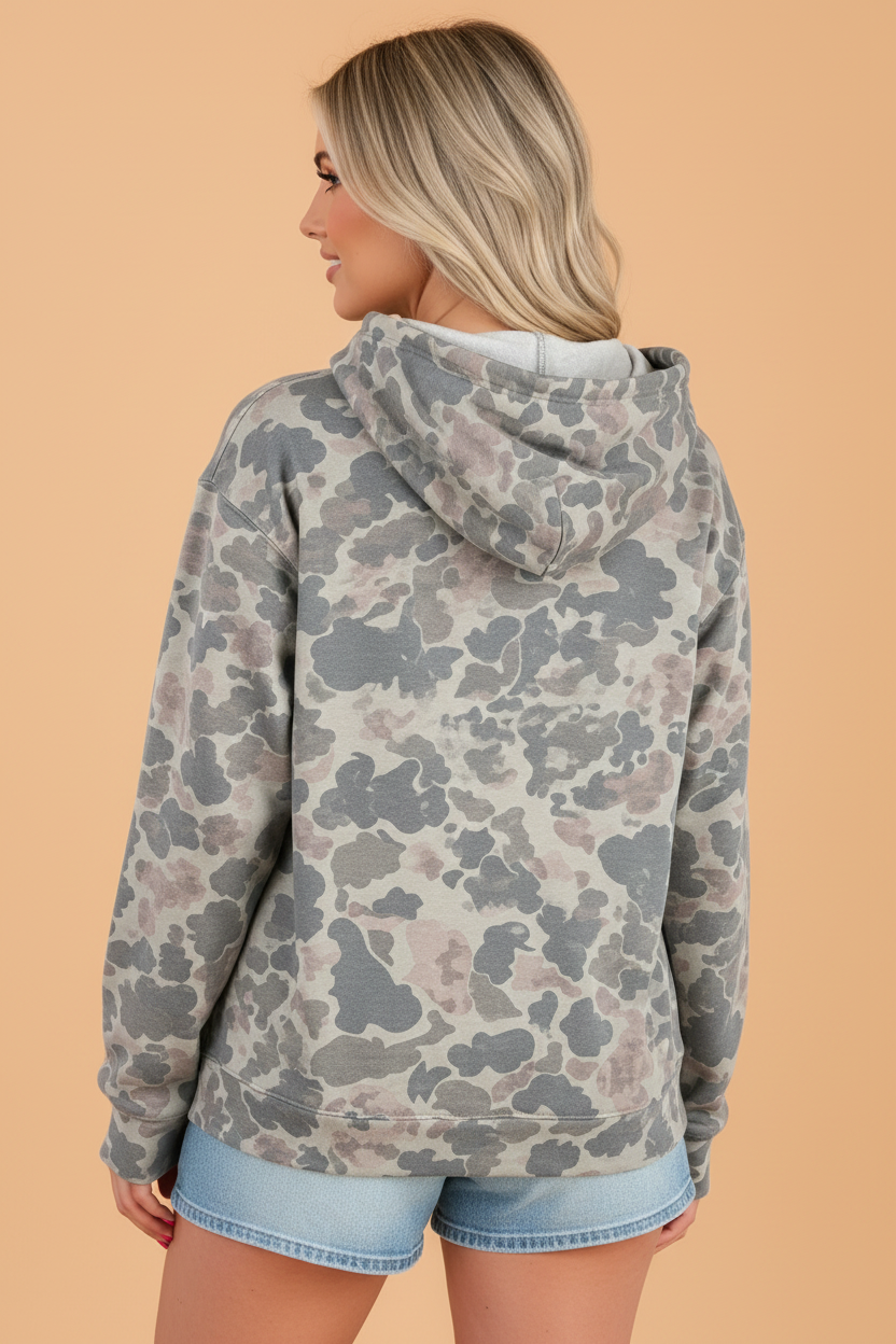 JESUS LOVES YOU Graphic Print Camo Hoodie
