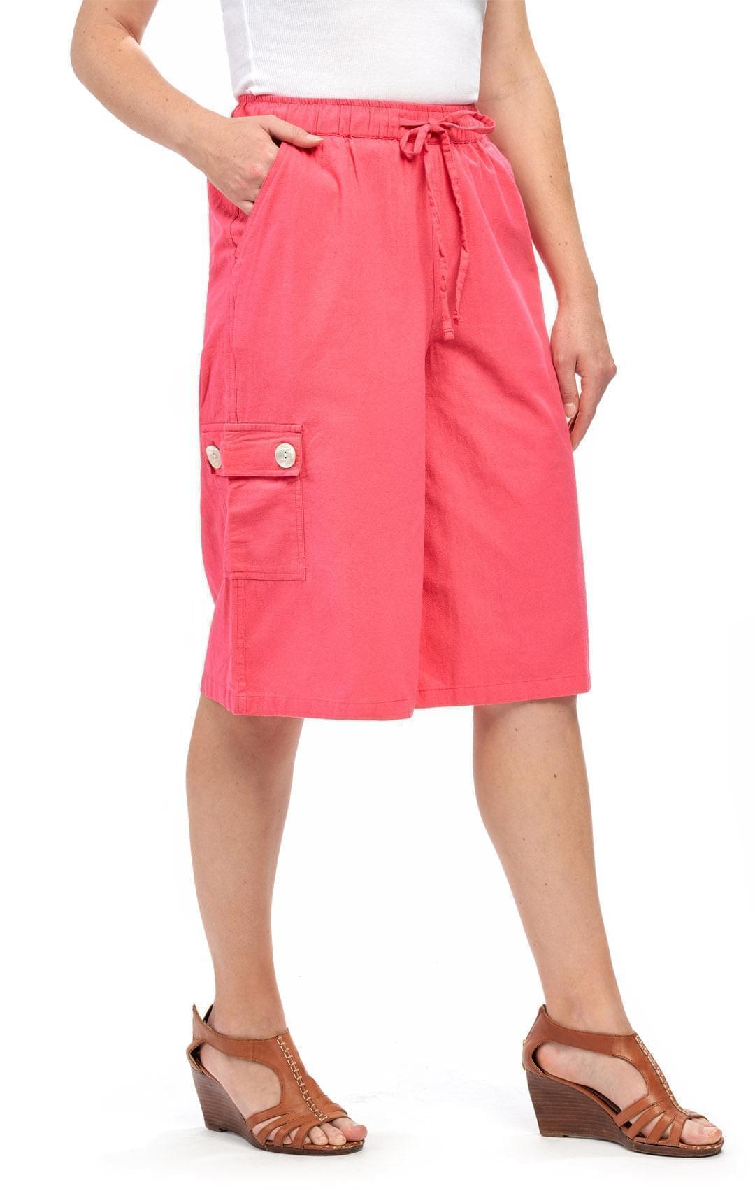 Women's 100% Calcutta Cotton Split Skirt Culottes with Cargo Pockets