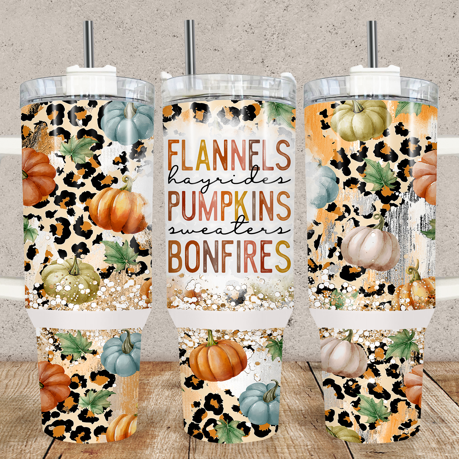 Fall Flannels Pumpkins Bonfires 40oz Stainless Steel Tumbler