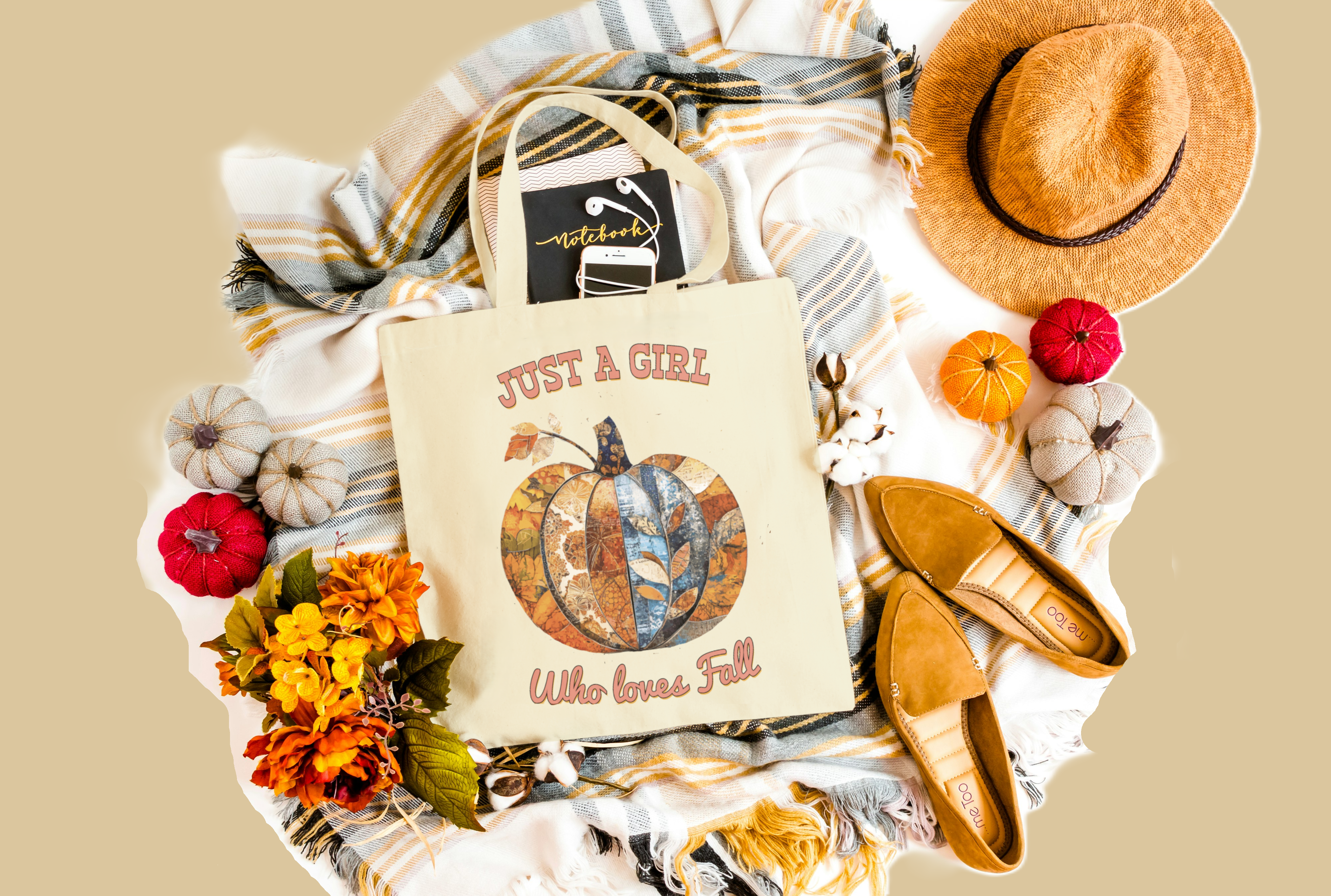 Just a Girl Who Loves Fall Pumpkins Canvas Tote Bag - 13.4