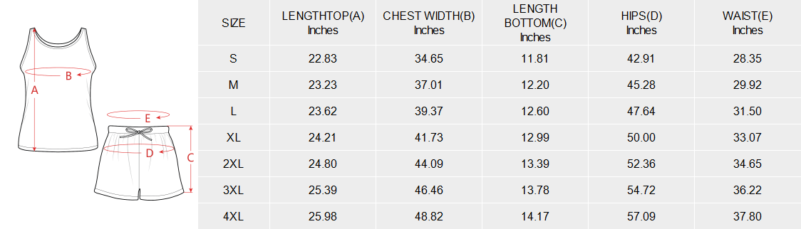 Red Love and Peacock Design Heart on Purple 2-piece Tank Top Pajama Shorts Set (Made in USA)