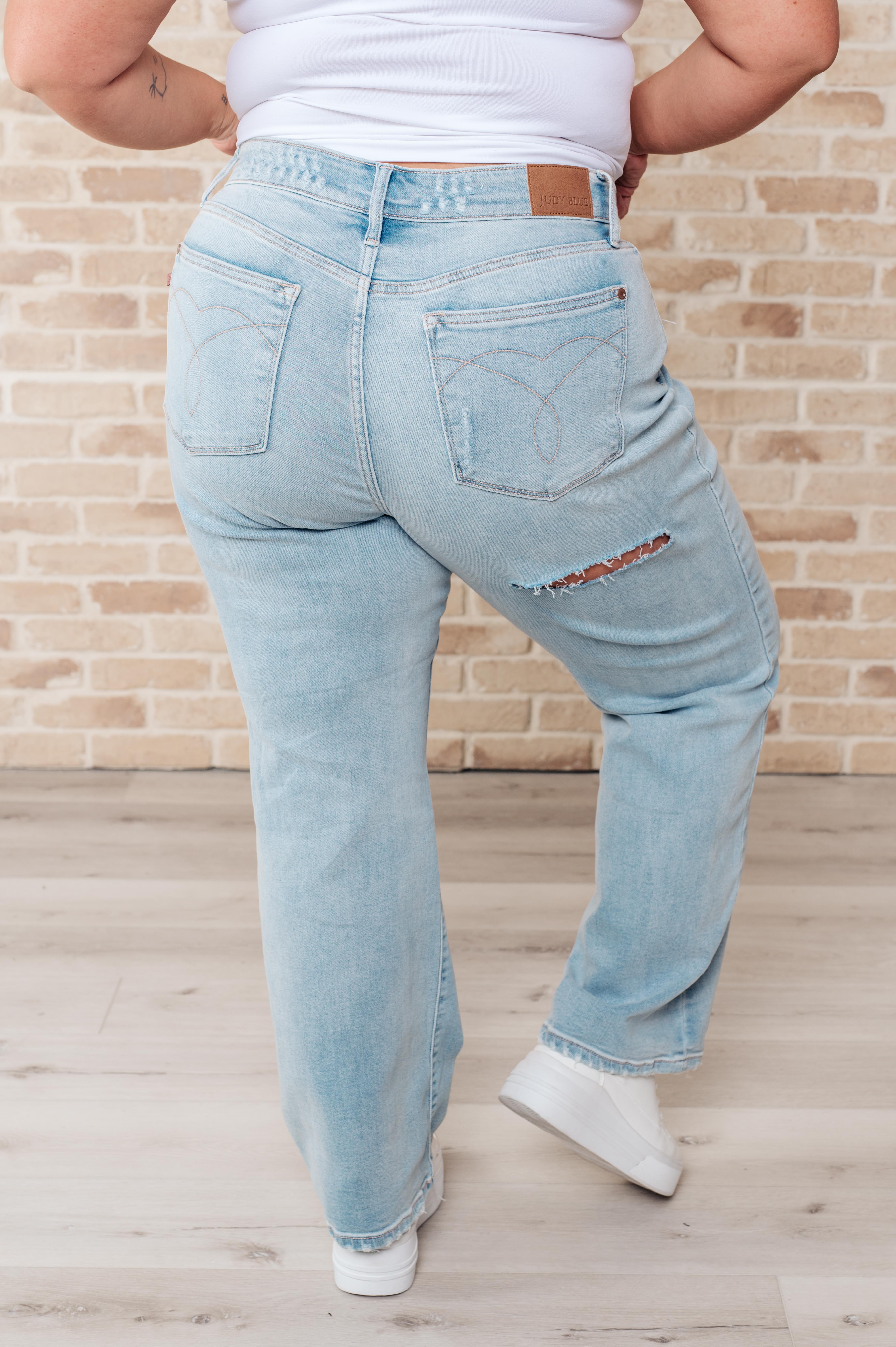 Parker High Rise Distressed 90's Straight Jeans