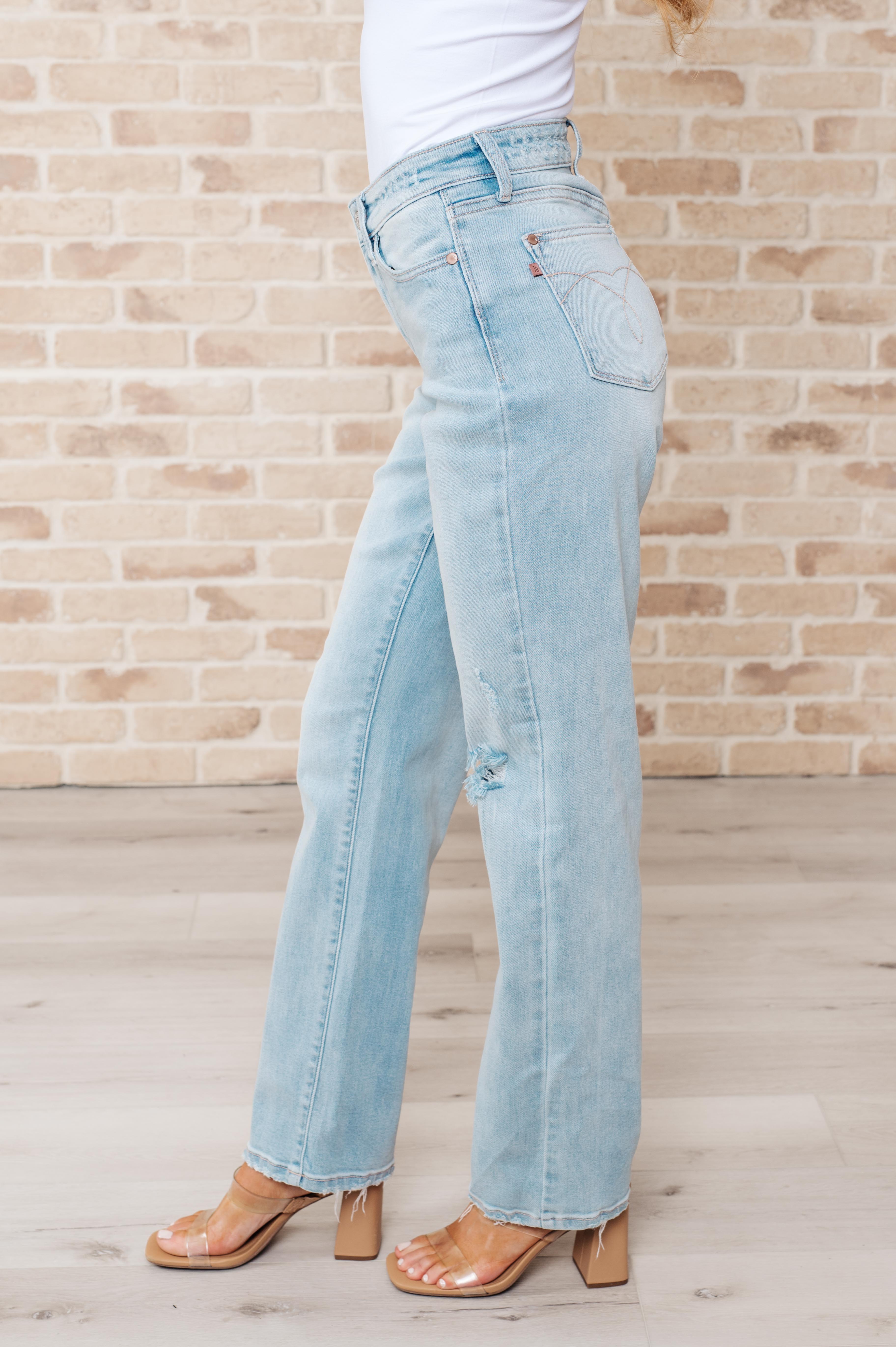 Parker High Rise Distressed 90's Straight Jeans