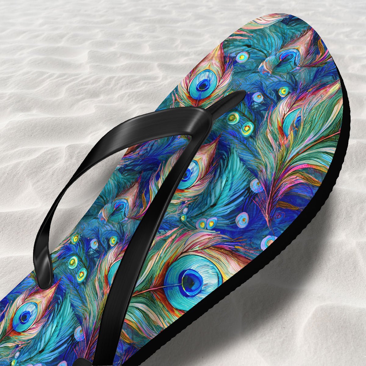Peacock Feather Pattern Flip-Flops