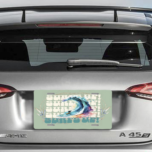 Surf's Up Surfer Dude Aluminum Vanity License Plate Auto Accessory