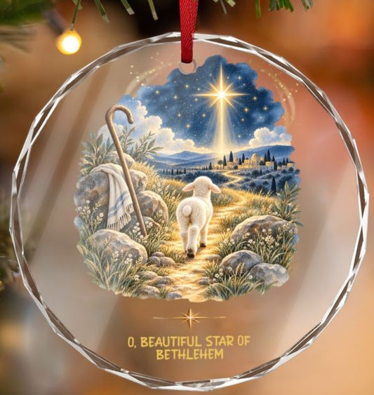 Faith Based Christmas Carols Golden Ornament Set - Set of 4