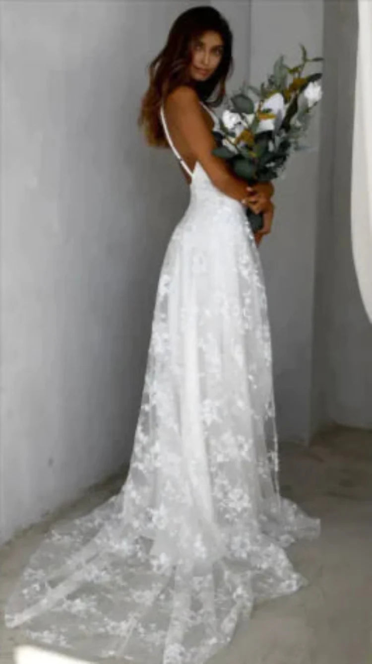 Lace V-Neck Maxi Dress