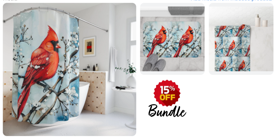 Red Bird in the Snow Bathroom Decor Bundle