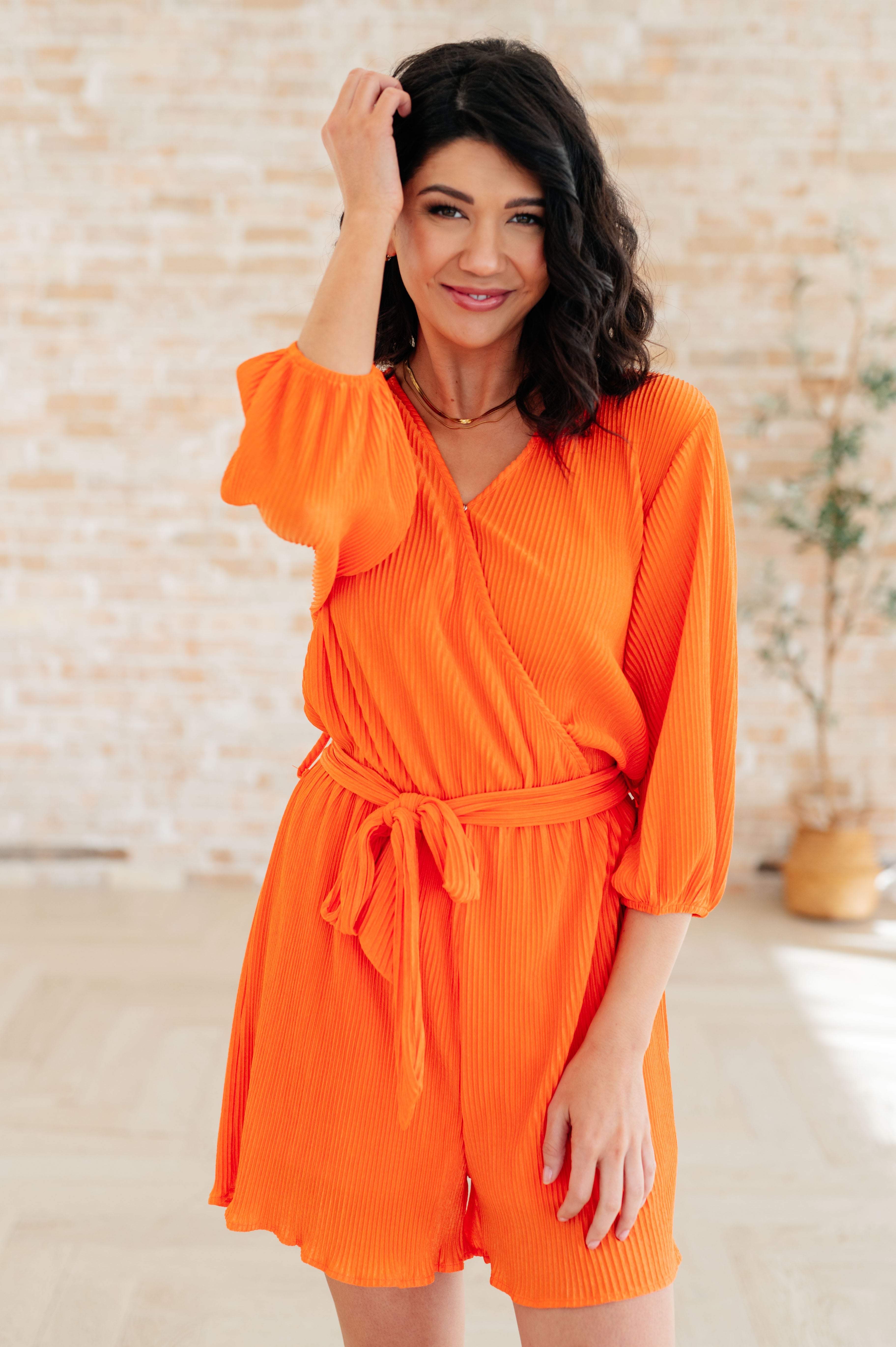 Women's Roll With Me Romper in Tangerine